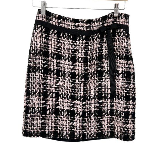 Wool Blend Checked Tweed Mini Skirt - Picture 1 of 4